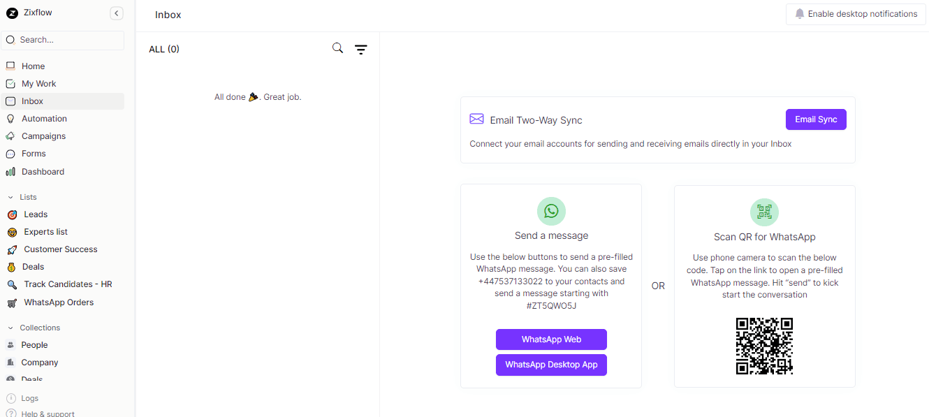 Zixflow’s centralized inbox.