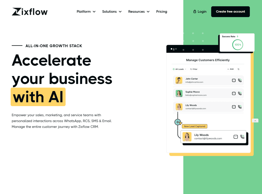 Homepage of Zixflow, a modern salesOS that will help you close more B2B deals.