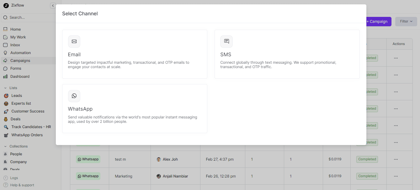 Zixflow allows you to select the channel you want to use.