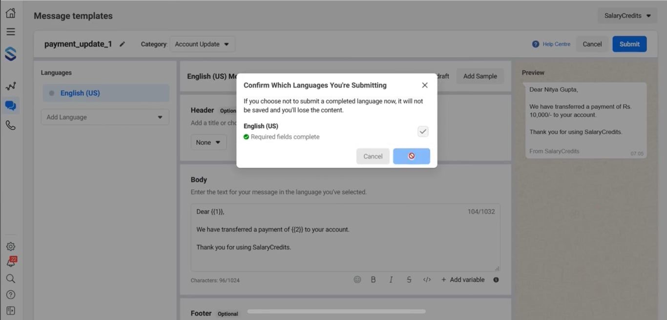 Submit your message for approval.