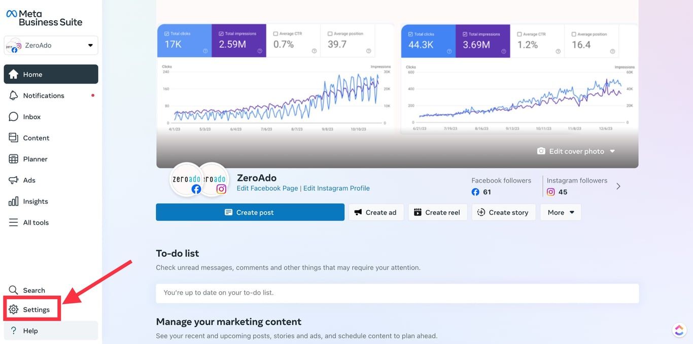 Business account menu page for WhatsApp Business account ID.