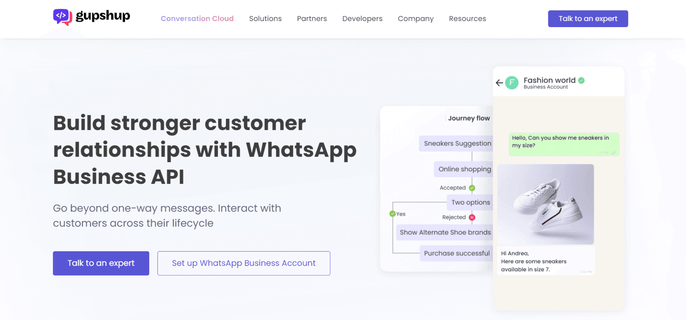 Gupshup, an AI-powered WhatsApp marketing solution. 