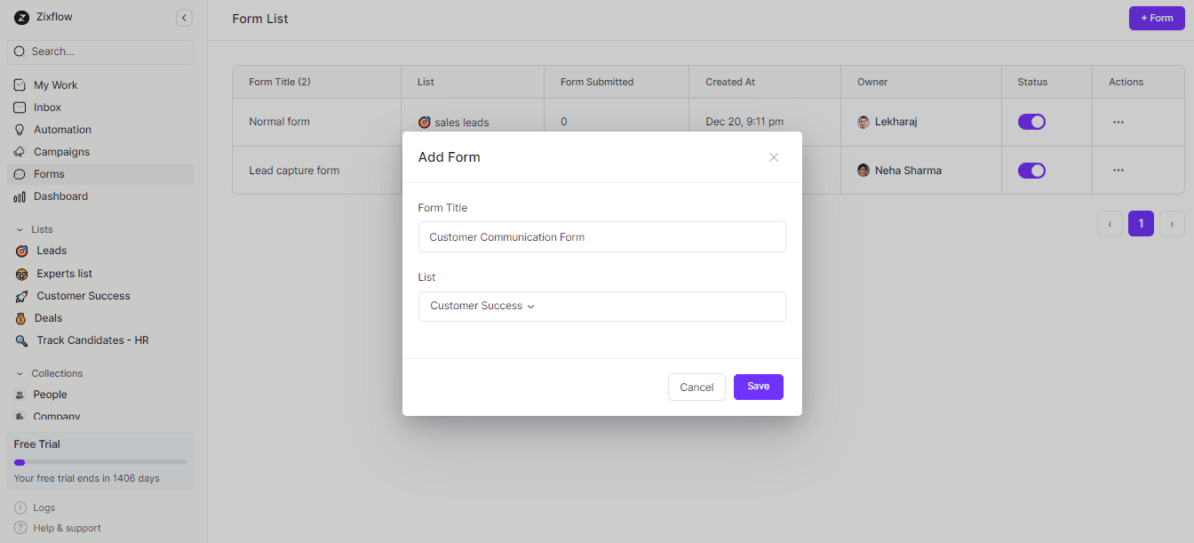 Zixflow provides easy-to-create forms.