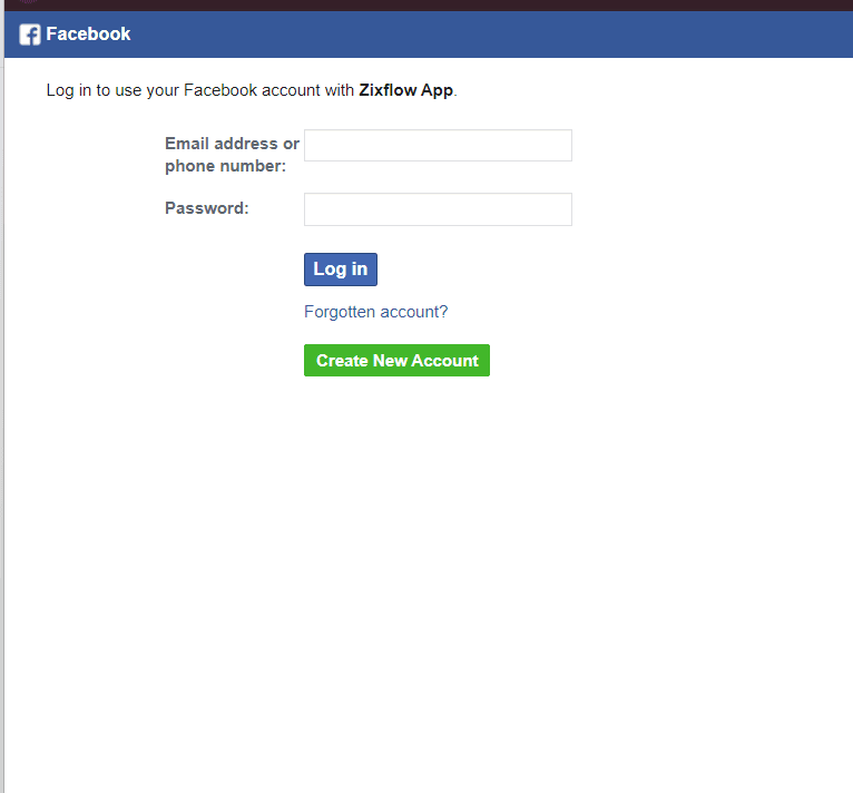 Login to your Facebook account with Zixflow.