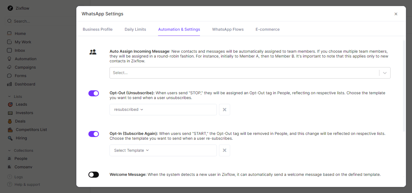 Zixflow’s advanced auto-assign lets you assign messages to team members in a round-robin fashion.
